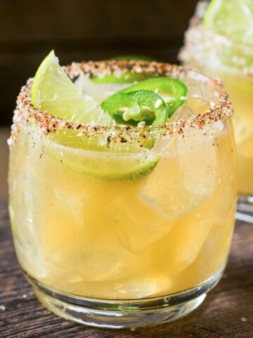 Skinny Spicy {title:2:3} with lime and jalapeno with a salted and Tajin rim