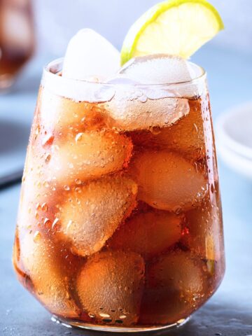 Dr. Pepper {title:2:3} with a lime wedge